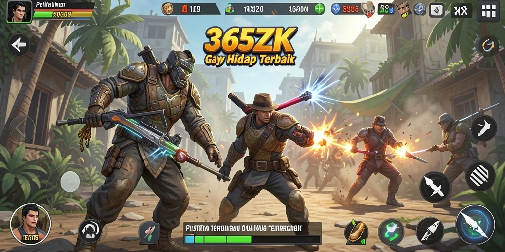 Tangkapan layar menampilkan karakter bertarung dalam arena pertarungan yang mendebarkan.