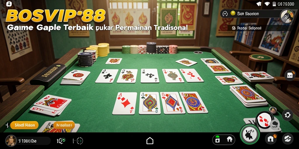 Screenshot gameplay seru dari BOSVIP88 yang menampilkan pemain bermain Gaple.