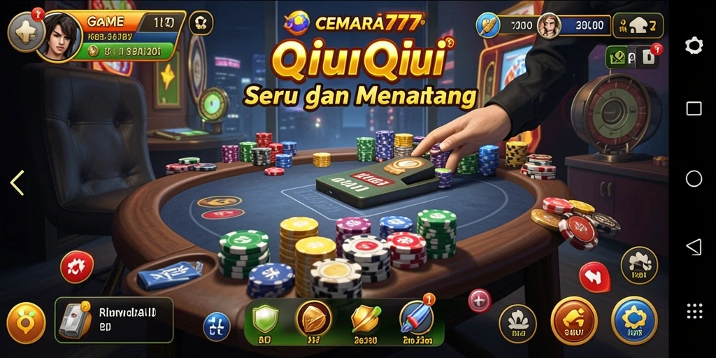 Tampilan gameplay CEMARA777 dengan grafis QiuQiu yang menarik.
