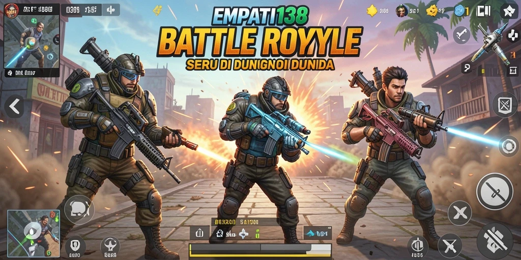 Screenshot gameplay EMPATI138 menunjukkan intensitas pertarungan Battle Royale.