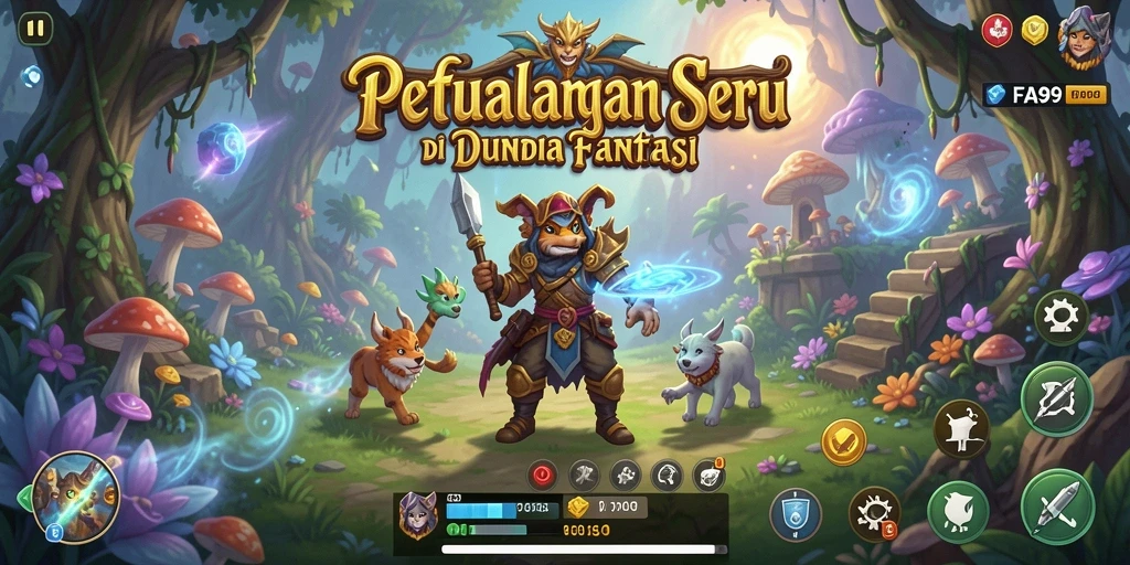 Screenshot gameplay FA99 menampilkan petualangan menegangkan di dunia fantastis.
