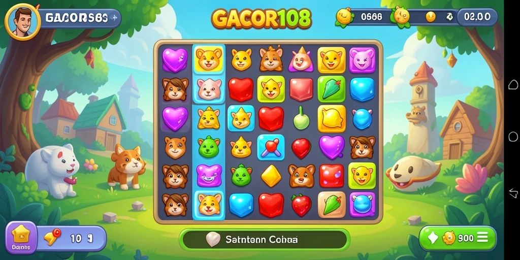 Screenshot menunjukkan gameplay seru dengan tantangan Match-3.