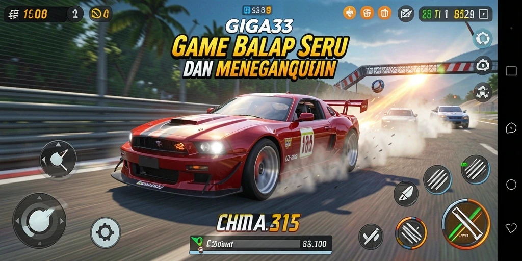 Gameplay seru dalam balapan GIGA33 penuh aksi.