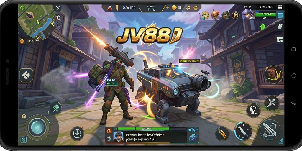 Screenshot gameplay JV88 menampilkan aksi strategi yang menegangkan.