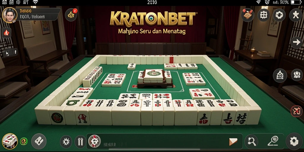 Tampilan gameplay seru di KRATONBET dengan ubin Mahjong.