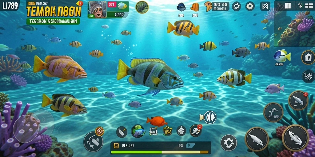 Tampilan gameplay LI789 yang seru saat menangkap ikan.