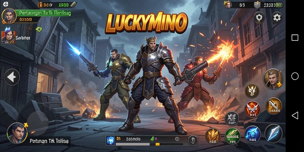 Gameplay seru dalam LUCKYMINO dengan aksi pertarungan yang mendebarkan.