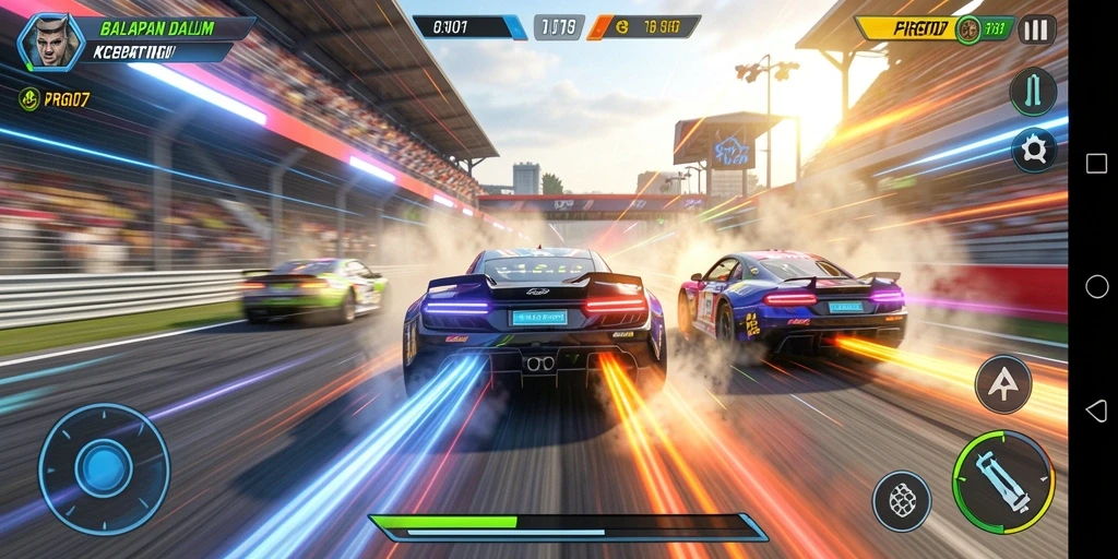 Tampilan mendebarkan dari gameplay balap PRG007.