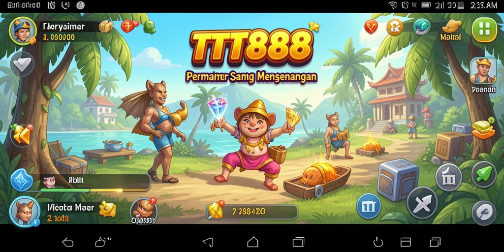Screenshot utama TTT888 menampilkan aksi gameplay yang seru dan penuh warna.