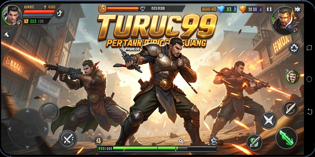Screenshot TURU99 menampilkan pertarungan seru antara karakter-karakter kuat.